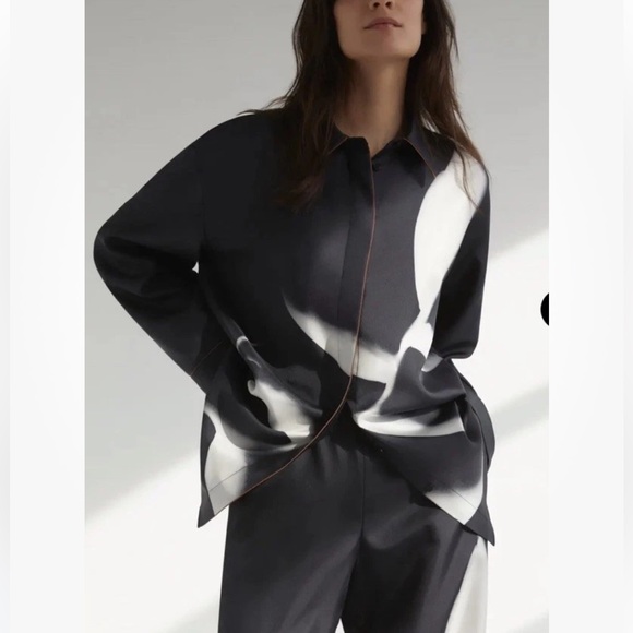 $898 Lafayette 148 x Martha Madigan sz L Italian Silk Twill Oversized Shirt Top - Picture 7 of 7